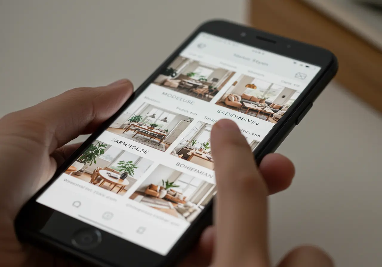 Interior design style options shown in DecorAI app